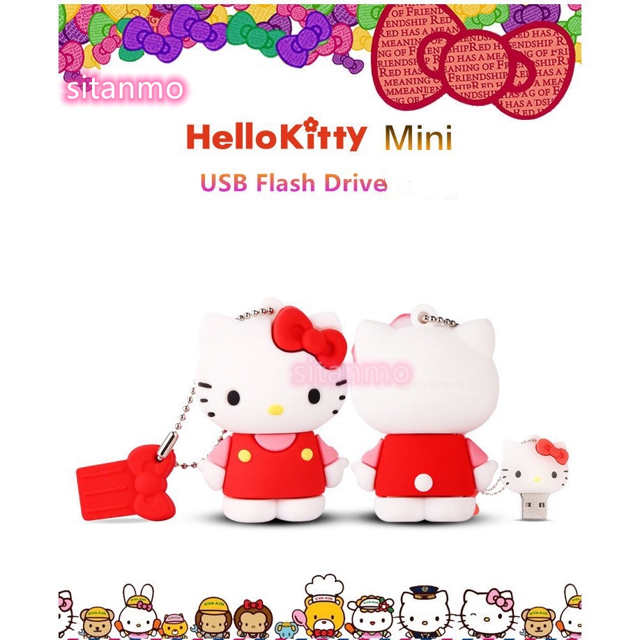 Pendrive Bonito Hello Kitty Dos Desenhos Animados USB 1GB 2GB 4GB 8GB 16GB 32GB 64GB 128GB 1TB 2TB Flash Drive Memória V
