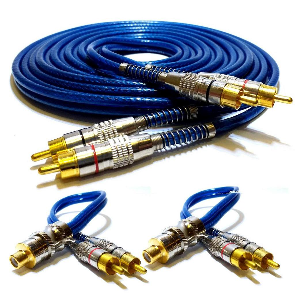 Kit Cabo RCA Blindado 5 Metros e 2 Y 2M/1F Para Amplificador