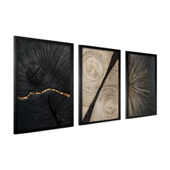 Quadros Decorativos Trio Rústico Escritório Sala Quarto Hall 40x60 Com Moldura Grande
