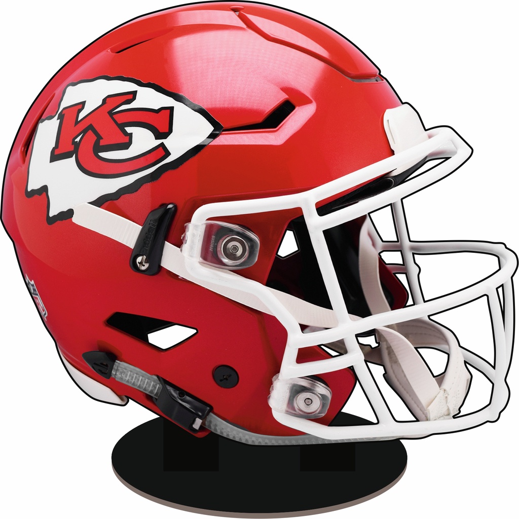 Kansas City Chiefs Wooden Football Helmet Sign by FOCO – Limited Edition NFL Wall Art in Team Colors – Has Metal Hook for Easy Hanging - Show Your