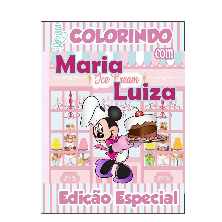 Livro De Colorir Personalizado / Revistinha de Colorir  - Tema Minnie Confeiteira