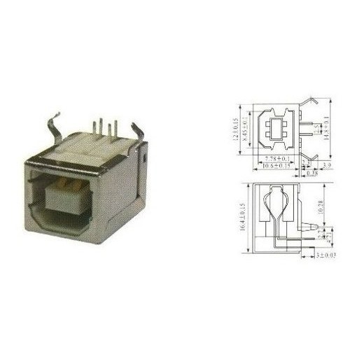Conector Usb Tipo B 90 Graus  Placa Solda 003 quadrado