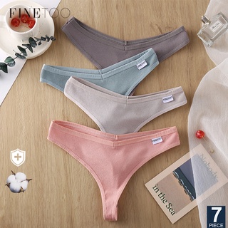 FINETOO 7 Pçs/Conjunto Calcinha Fio Dental De Algodão Em Cores Únicas Com 9/Roupa Íntima Feminina em Oferta na Shopee