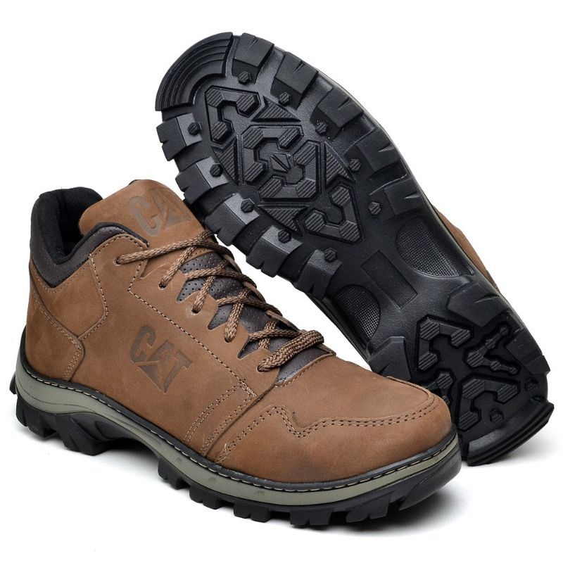 Bota Masculina Caterpillar Couro Legitimo Cano Baixo Coturno Masculino