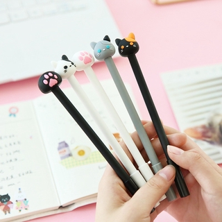 4 Pcs 0.5 Milímetros Gato Bonito Caneta Gel Papelia Kawaii Dos Desenhos Animados Material Escolar Papelaria Estudante De Tinta Preta