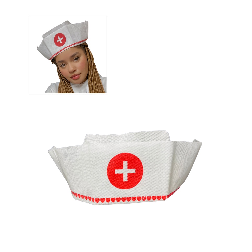 01 CHAPÉU ENFERMEIRA ACESSÓRIO FESTA FANTASIA CARNAVAL DECORAÇÃO