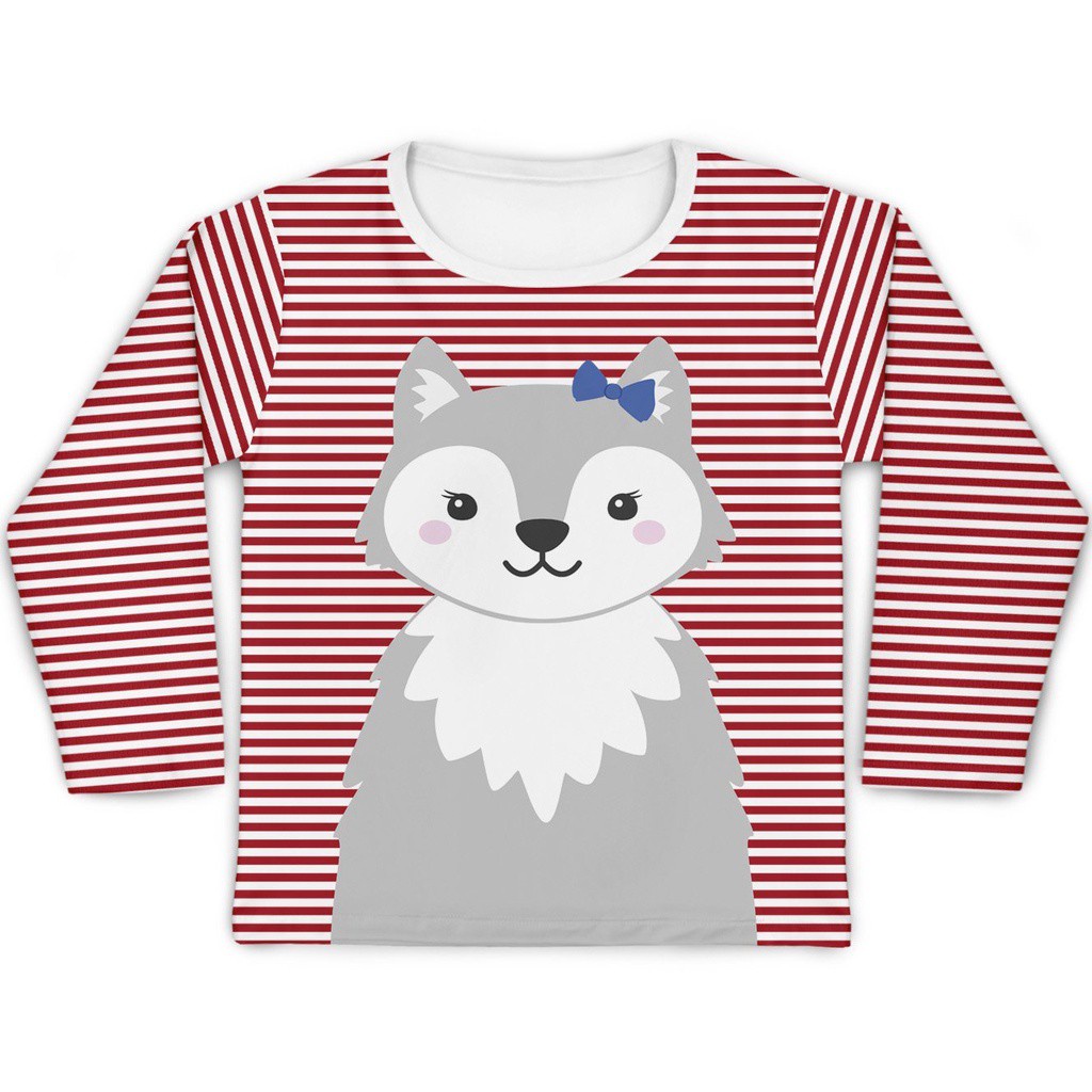 Blusa Feminina Manga Longa Infantil Menina Lobinha Proteção Solar 50+ Mini Boo