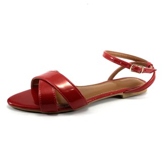 Sandália Feminina Rasteirinha Vermelho Bico Folha em Oferta na Shopee