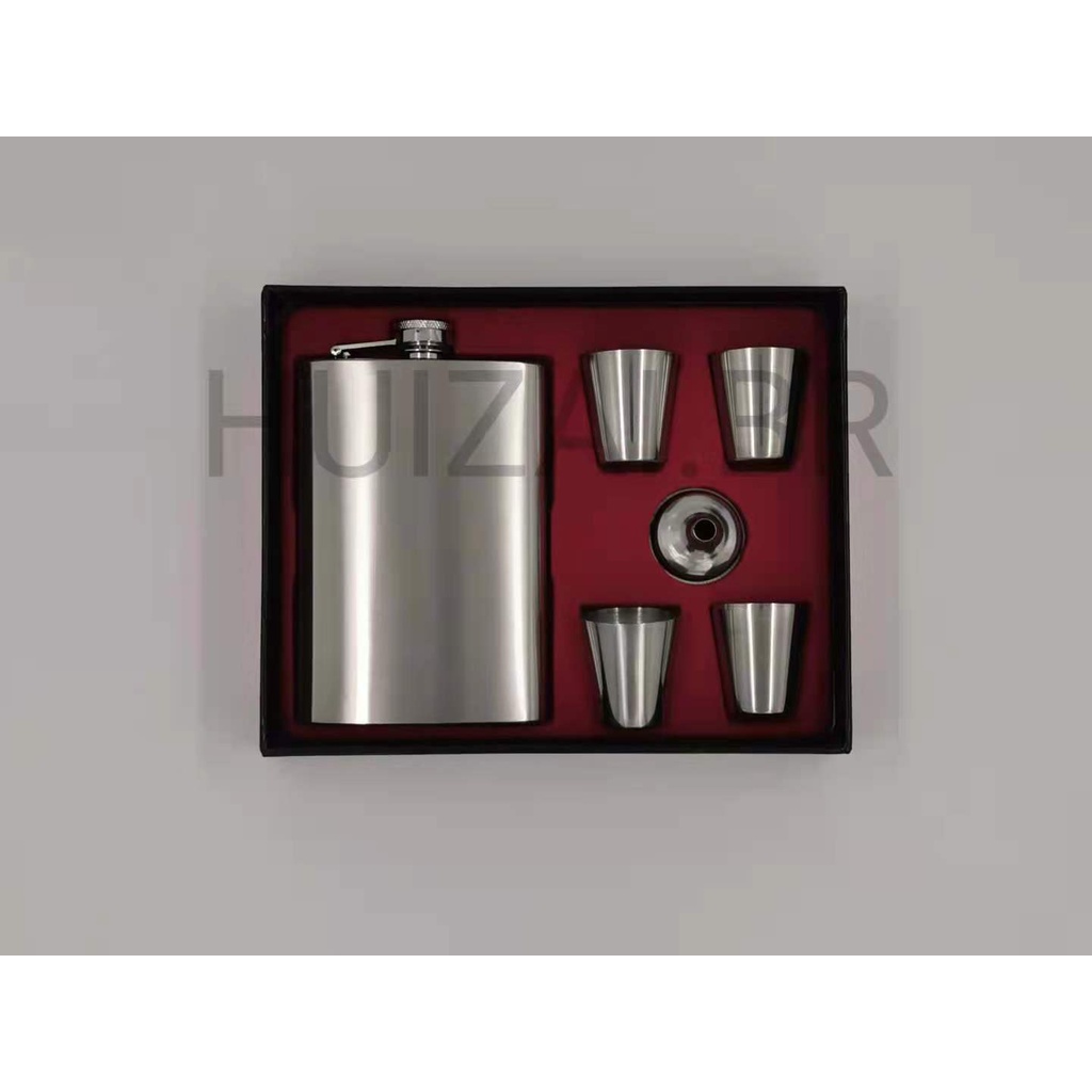Kit Cantil Porta Bebida Bolso Inox C/4 Copos 1 Funil