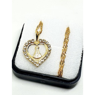 Colar Folheado de Nossa Senhora Aparecida com strass, Corrente Folheada , Colar Feminino, Artigo Religioso, Colar