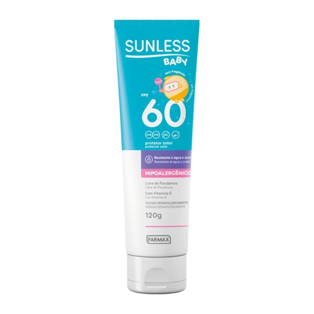 Protetor Solar Baby Fps 60 p/ bebê Sunless 120g