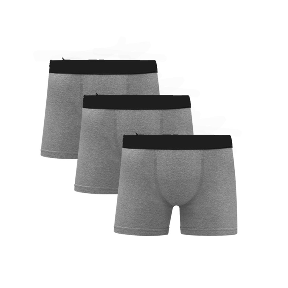 Kit 3 Cuecas Boxer Algodão Cotton Cinza Com Poliester C5 em Oferta na Shopee