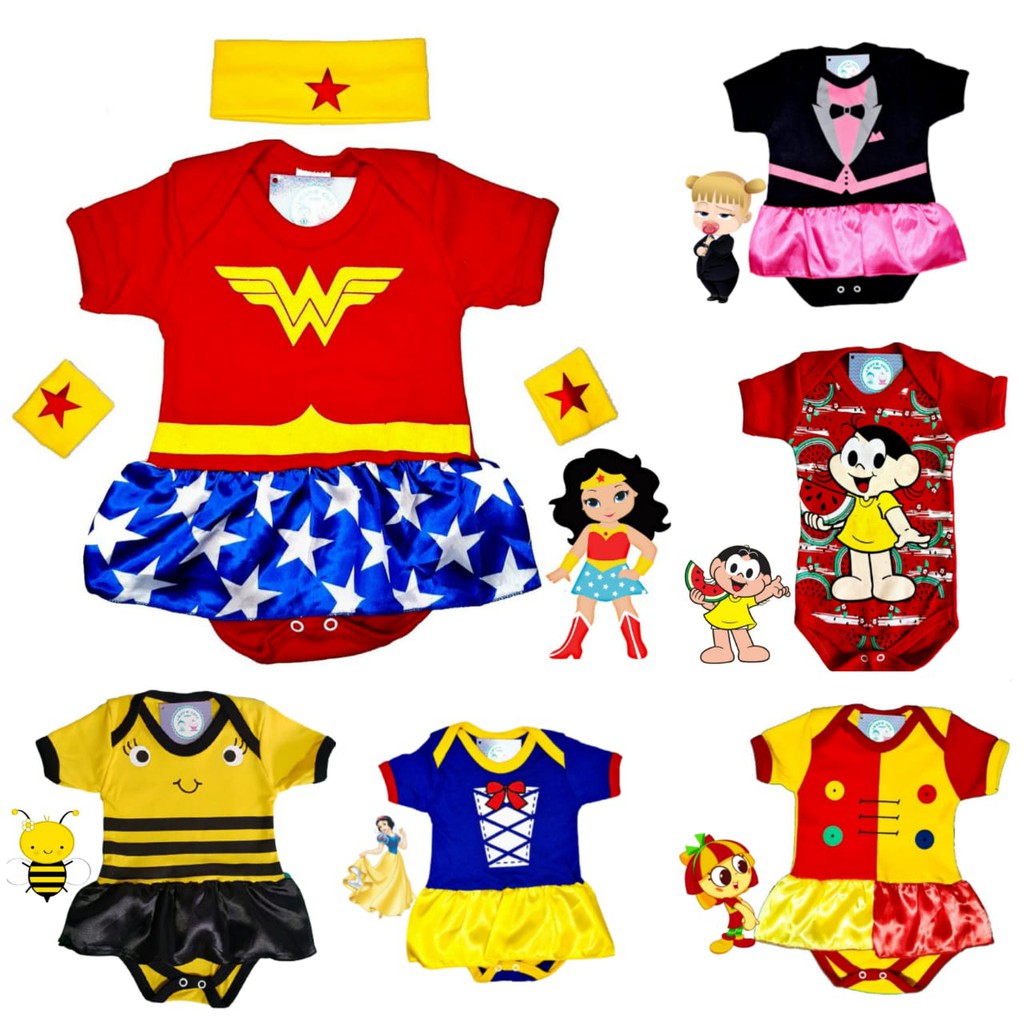 Body Temático Bebê Infantil Menina / Fantasia Mesversário - Escolha o Modelo em Oferta na Shopee