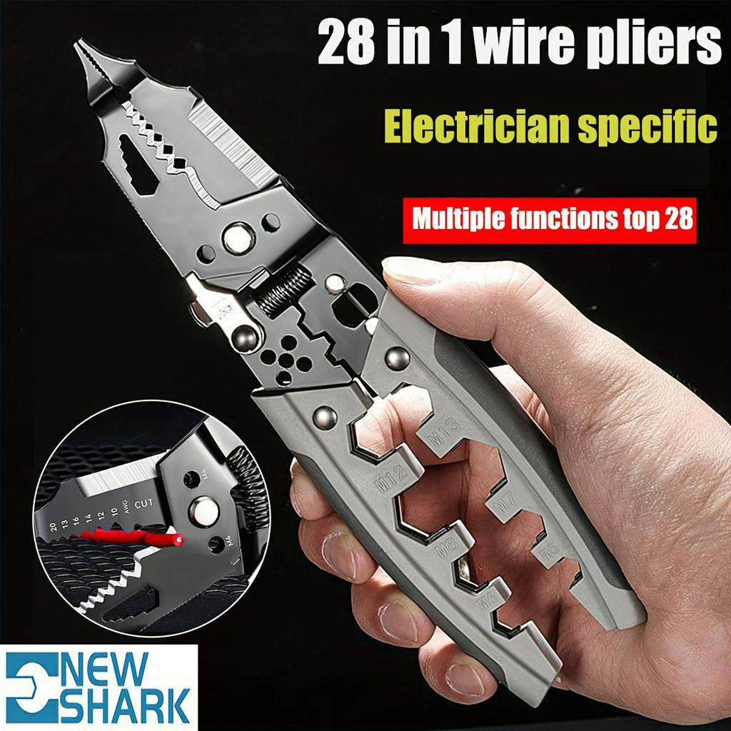 Novo Estripador e Crimpador de Fios Profissional 28 em 1 Ferramenta Multifuncional Cortador de Fios de 8 Polegadas para