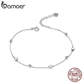 Bamoer Real 925 Prata Coração E Estrela Contas Cadeia Pulseira Feminina Moda 925 Jóias Acessórios SCB171