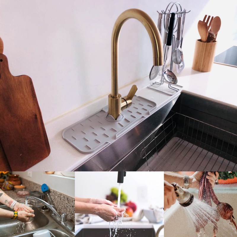 Tapete De Torneira De Silicone Para Pia Da Cozinha Respingo Guarda Coletor  De Água Do Banheiro Mat Dreno Pad Atrás | Shopee Brasil