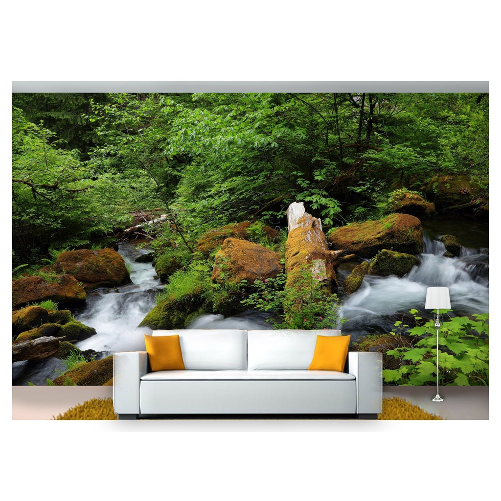 papel de parede Cachoeira Natureza Mata 3D 6m² NCH216