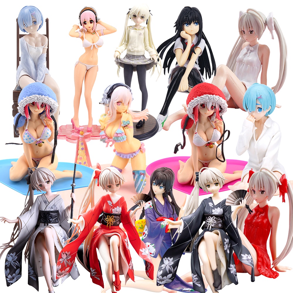 16 Estilos Anime Figura De Ação Sexy Rem Yukinoshita Yukino Kasugano Sora Decoração Do Carro Kawai Adulto Brinquedo Presentes De Aniversário