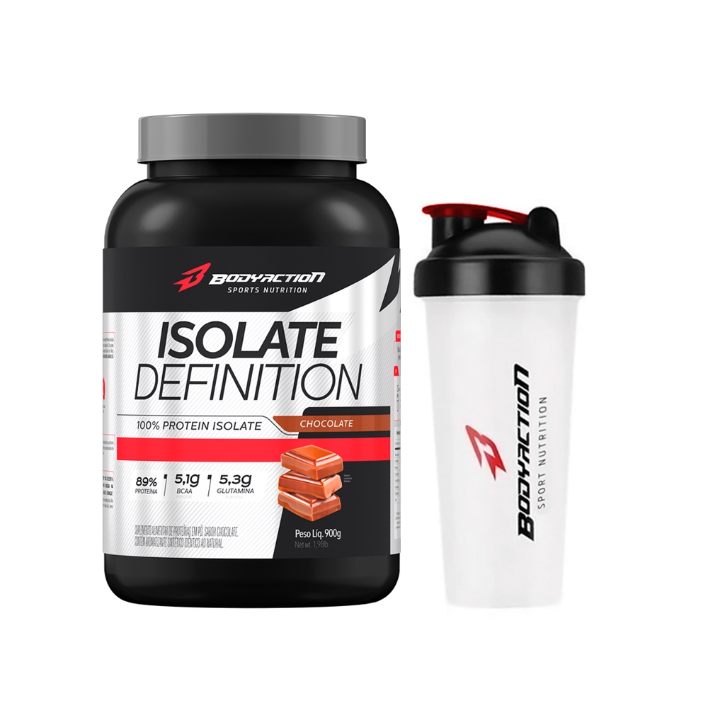 Whey Protein Isolado Isolate Definition 900g + Coqueteleira 600ml Bodyaction Shopee Brasil