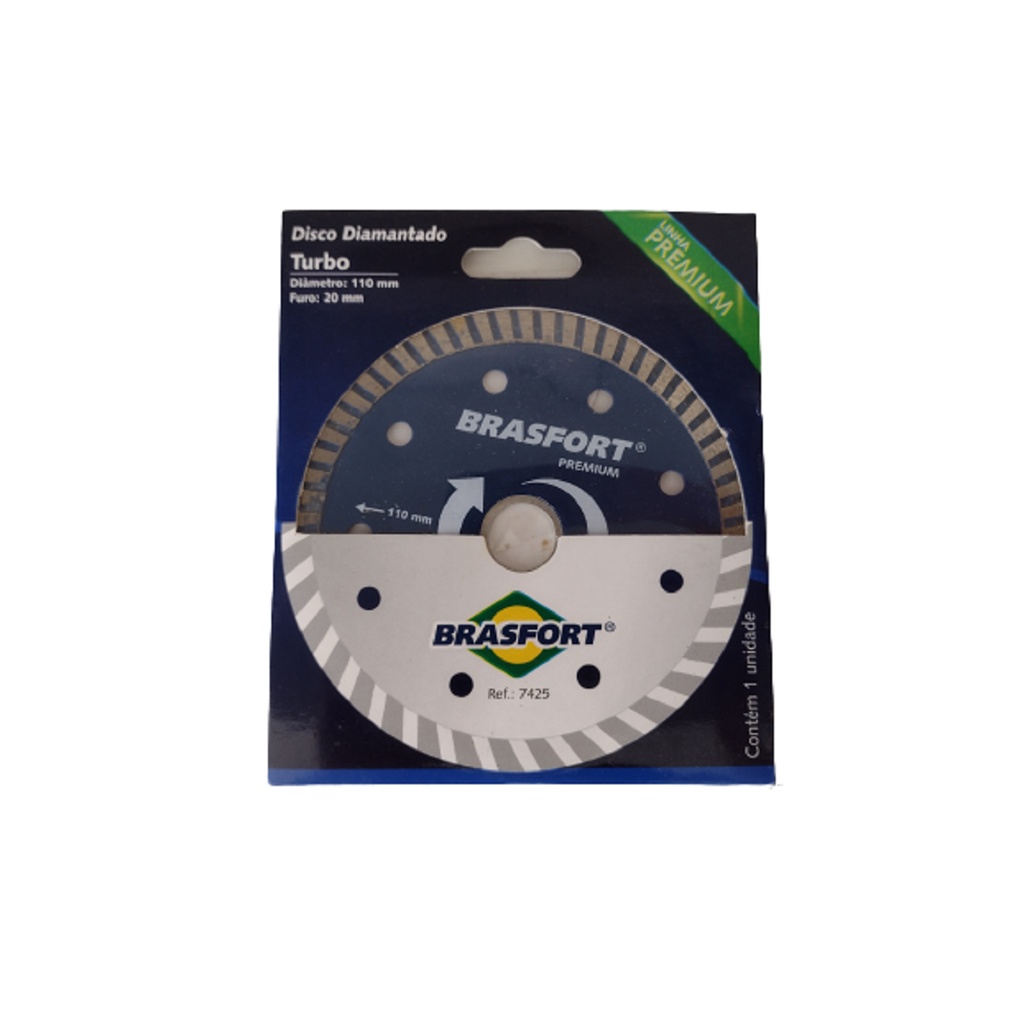 Disco Diamantado Turbo Premiun Brasfort 110mm Corte Concreto