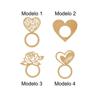 kit 12 Argolas porta guardanapo em mdf cru dia das mães coração floral namorados em Oferta na Shopee