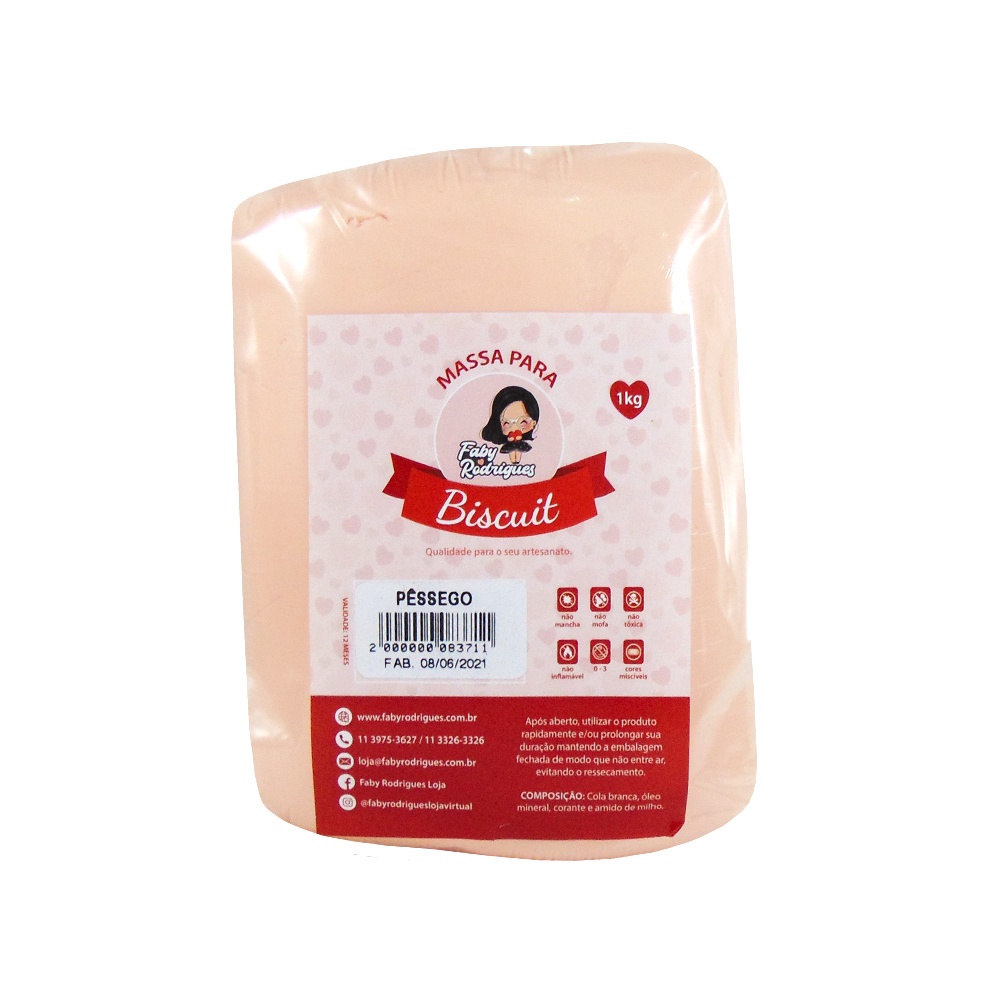 Massa de Biscuit Pessego de 1 kg - Faby Rodrigues em Oferta na Shopee