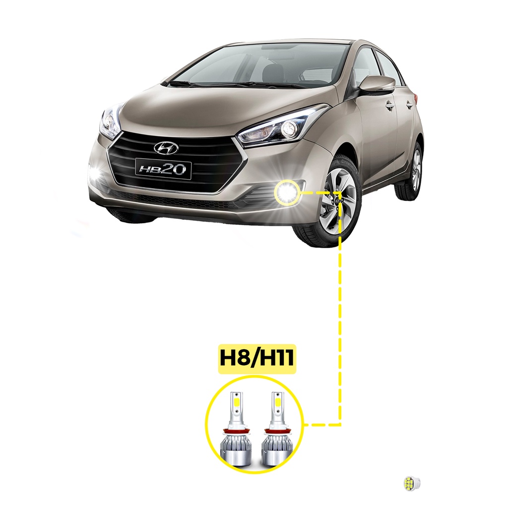 Kit Ultra LED Hyundai HB20 2013/22 20000 Lúmens 6500K Milha em Oferta na Shopee