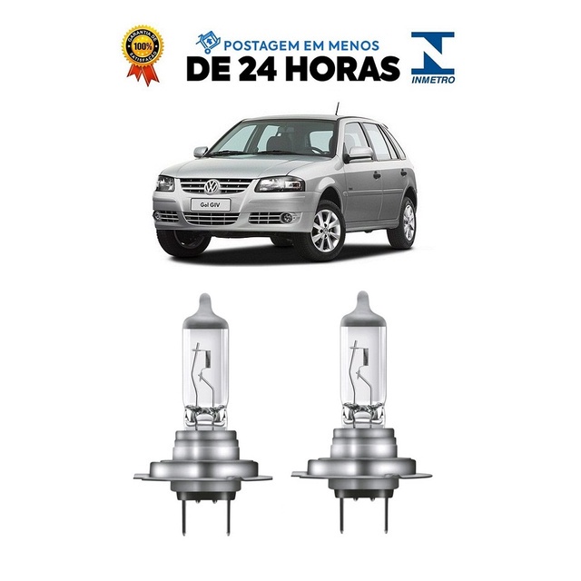 Par Lampada Farol Baixo Gol Parati Saveiro G4 2006 2007 2008 2009 2010 2011 2012 2013 2014 H7