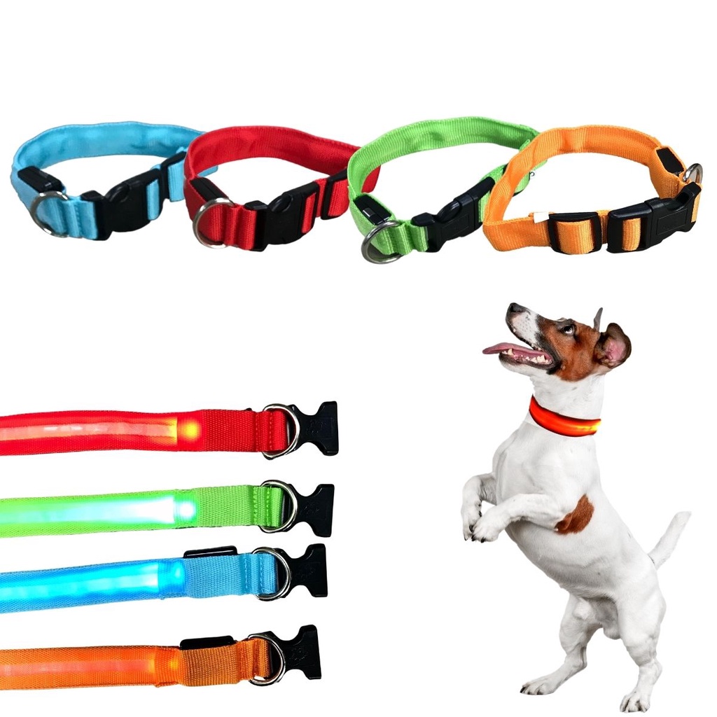 Coleira Para Cachorro Pet Com Led Tamanho Pequeno Regulável em Oferta na Shopee