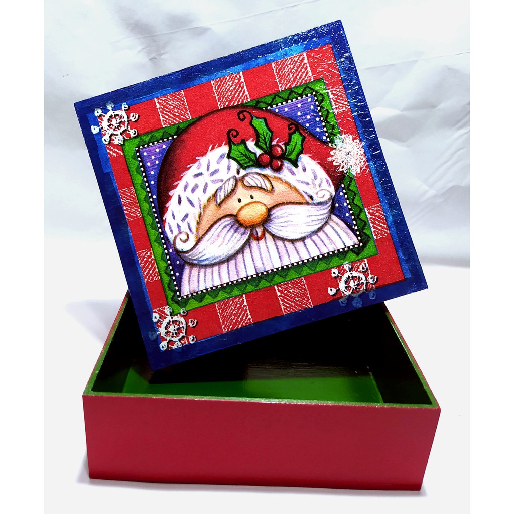 Caixa MDF decorada 15x15x5 - Natal - Papai Noel | Shopee Brasil