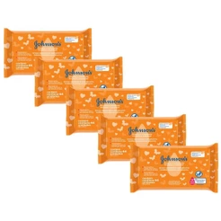 Kit com 5 Johnson's Baby Lenços Umedecidos e Suavidade 220 unidades