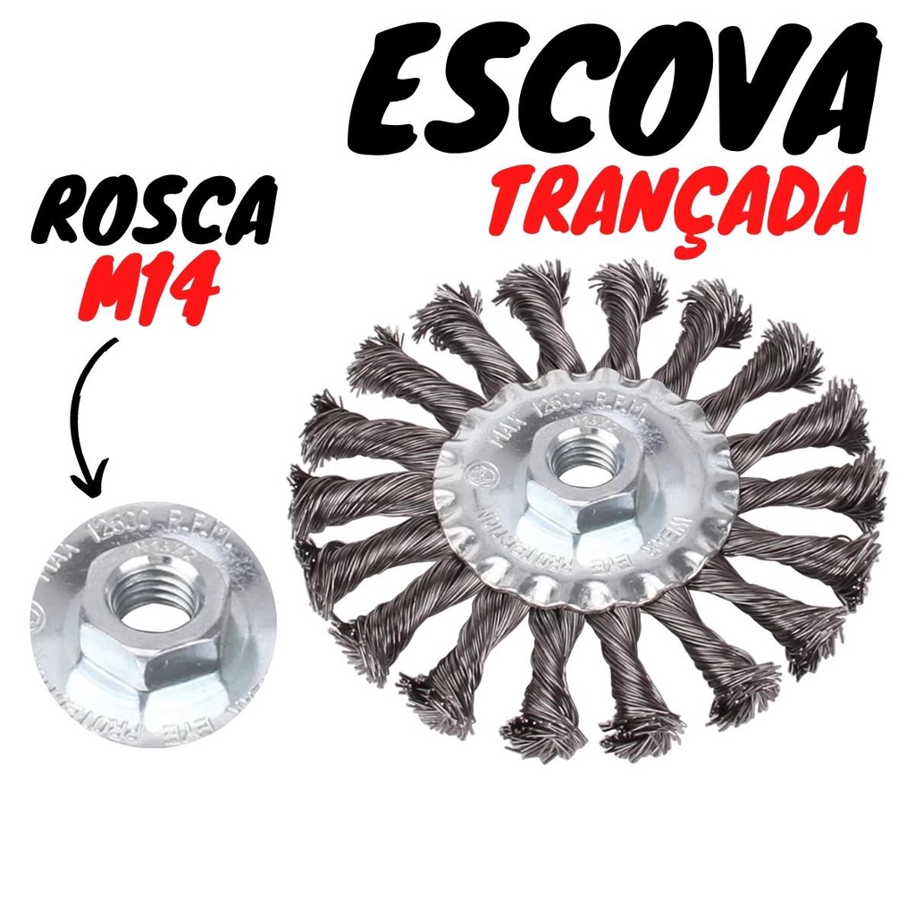 Escova de Aço Trançada Aberta 4" Reforçada