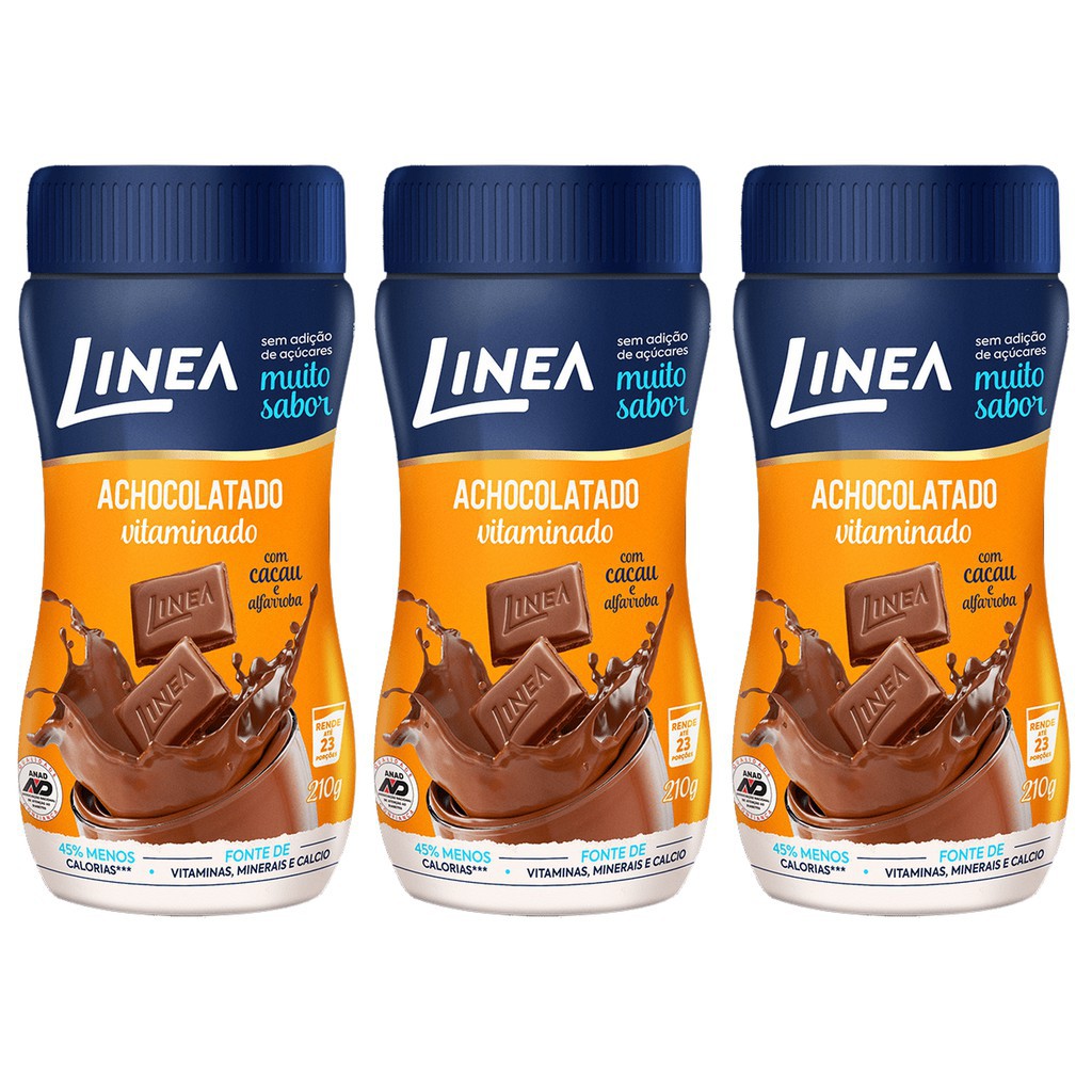 Kit 3 Achocolatado Diet Linea 210g ZERO adição de açucar