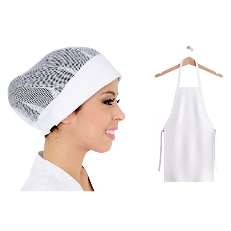 Kit avental com touca em tecido branco,cozinha,garçon,farda.uniforme chef,gourmet