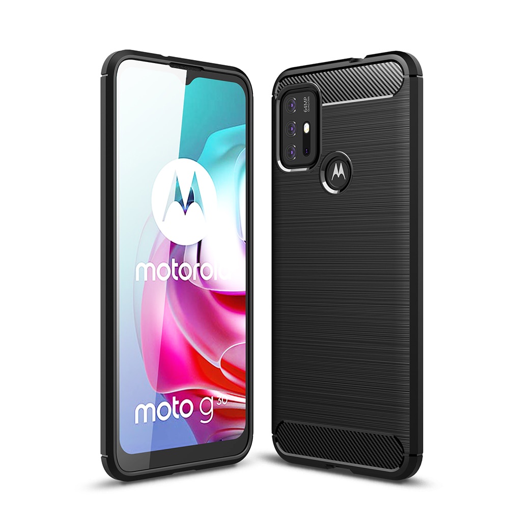 Capa Flexível De Silicone De Fibra De Carbono Anti-Impacto Para Moto G10 / G20 / G30 / G50 / G60 / G100 / G40