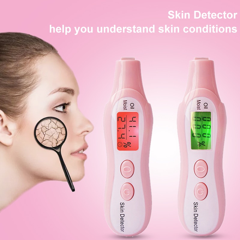 LCD Digital Precision Skin Oil Content Analyzer Facial Moisture Meter Battery Operated Face Care Tester Monitor Detector em Oferta na Shopee