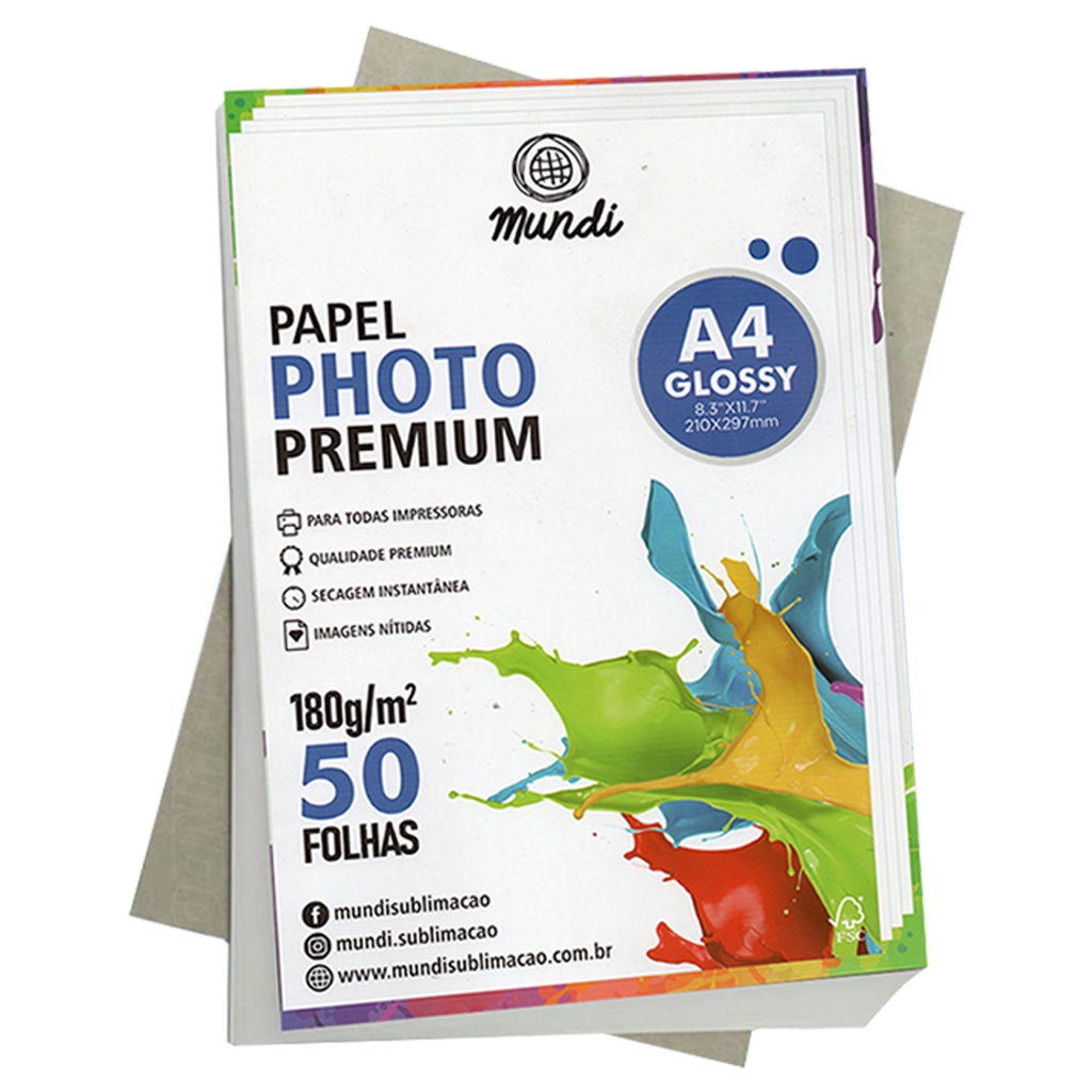 Papel Photo Premium A4 Glossy Brilho 180g Mundi 50 Folhas Shopee Brasil 7592