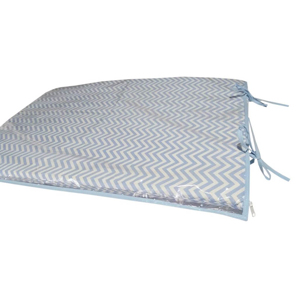 Trocador para comoda de bebê Chevron Azul bebe e Branco - Trocador para quarto bebe Menino