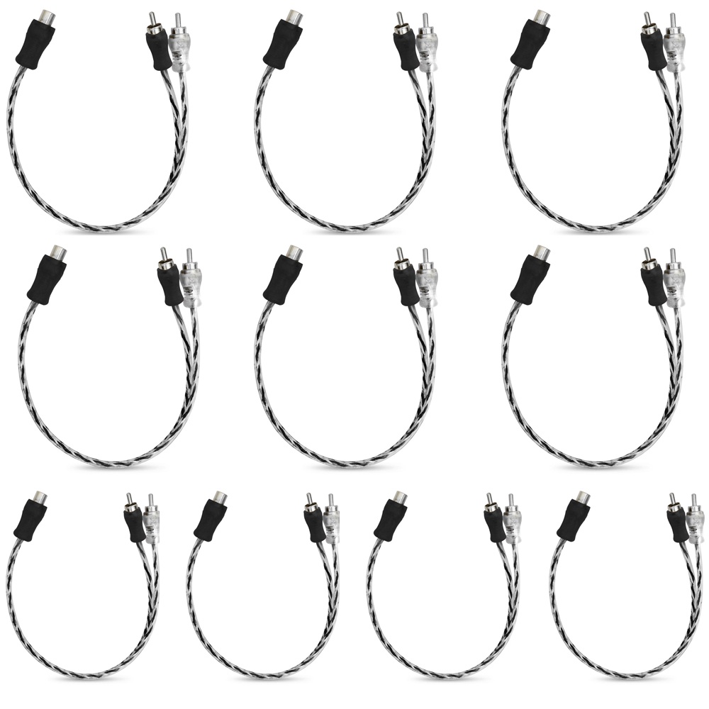 Kit 10 Cabo Rca Y 1 Fêmea + 2 Machos 25cm Cabos 1f+2m Injetado Flexível Transparente Tech One Svart em Oferta na Shopee