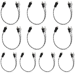Kit 10 Cabo Rca Y 1 Fêmea + 2 Machos 25cm Cabos 1f+2m Injetado Flexível Transparente Tech One Svart