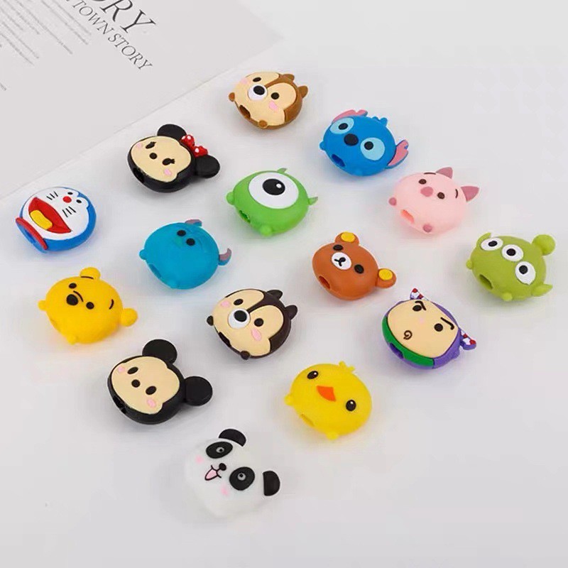 Cute Cartoon Animal Cable Bite Phone Charger Cable Protector Cord Data Line  Cover Decorate Smartphone Wire Access | Shopee Brasil
