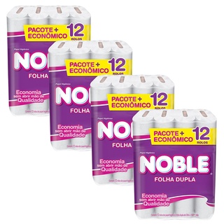 Kit 4 Papel Higiênico Noble Neutro Folha Dupla com 12 rolos cada em Oferta na Shopee