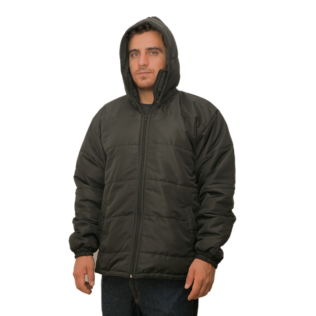 Jaqueta masculina acolchoada com capuz removível
