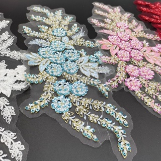 1Pc Frisado Flor Bordado Tecido Remendos Apliques De Cristal Scrapbooking Motivo Emblemas Para Roupas Costura 32 * 14CM em Oferta na Shopee