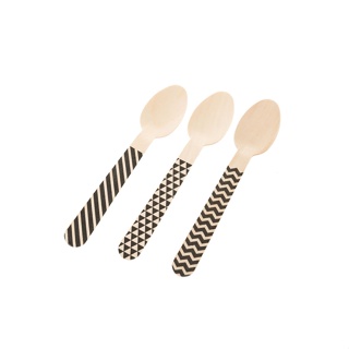 Pacote Colher Madeira - Chevron Preto - 10cm - 10 Un - Rizzo em Oferta na Shopee
