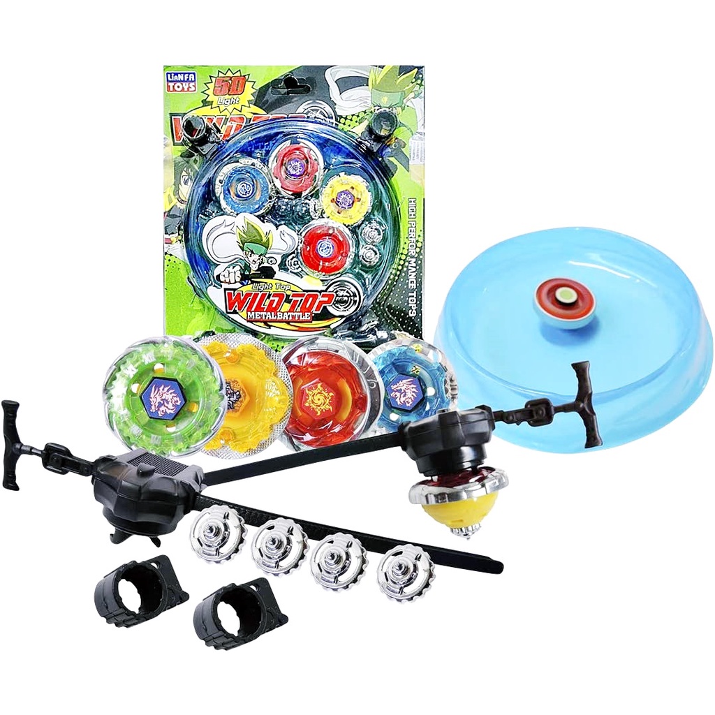 Kit 4 Beyblade Metal Led Pião com 2 Lançadores e Arena de Batalha ...