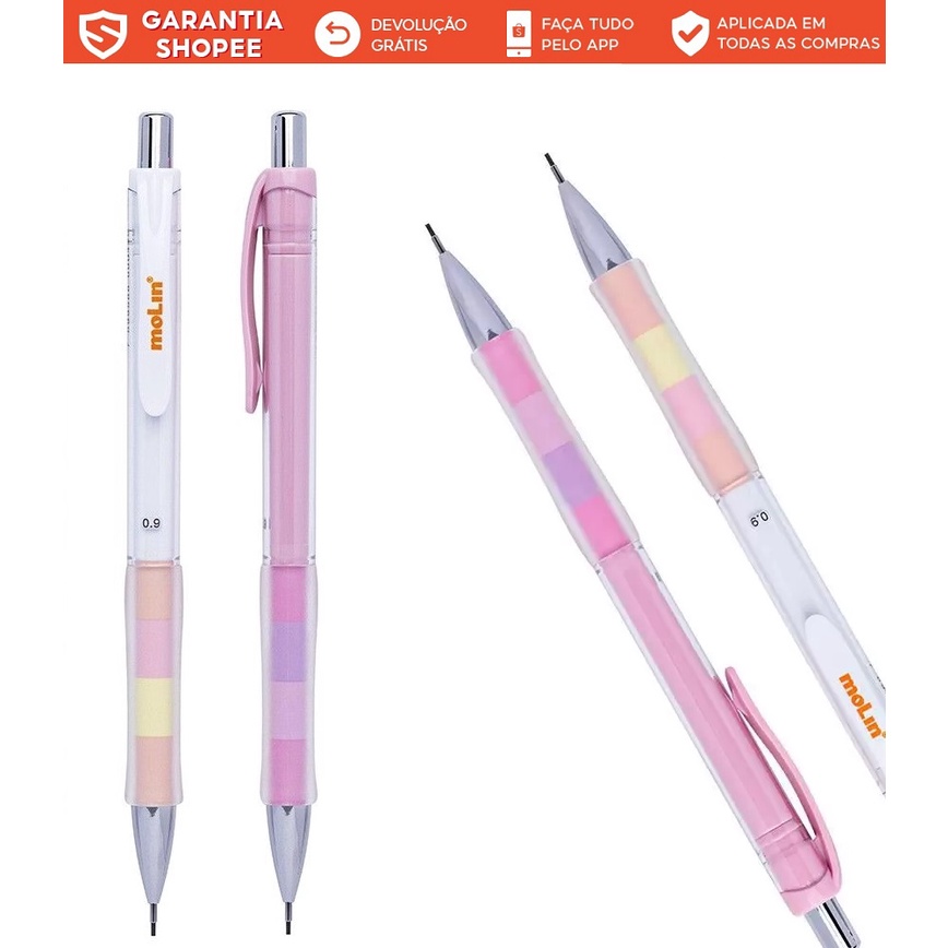 Lapiseira Rosa Pastel Molin 0,9 mm PONTA GROSSA com Borracha em Oferta na Shopee