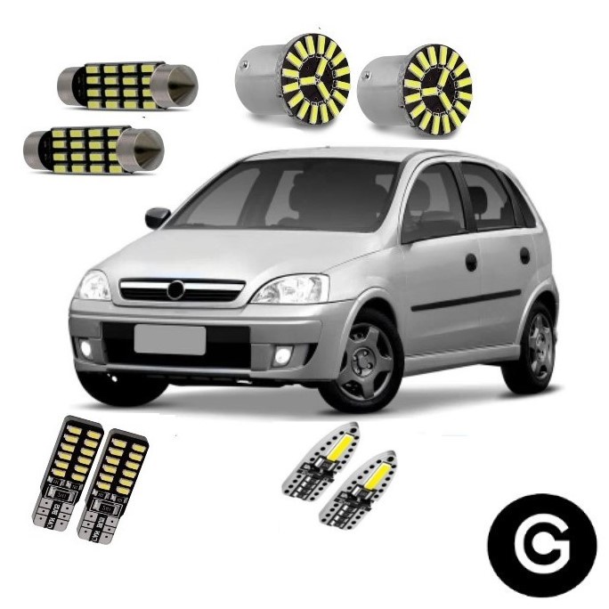 Kit Premium Lâmpada Led Corsa Montana Joy Maxx Pingo Teto Placa Ré Farolete Branco
