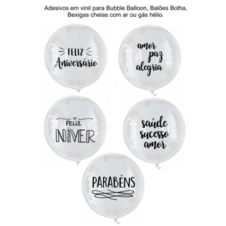Oferta Kit 10 Adesivos Vinil Frase Aniversário Parabéns Balões Nº9 Ou Bubble em Oferta na Shopee