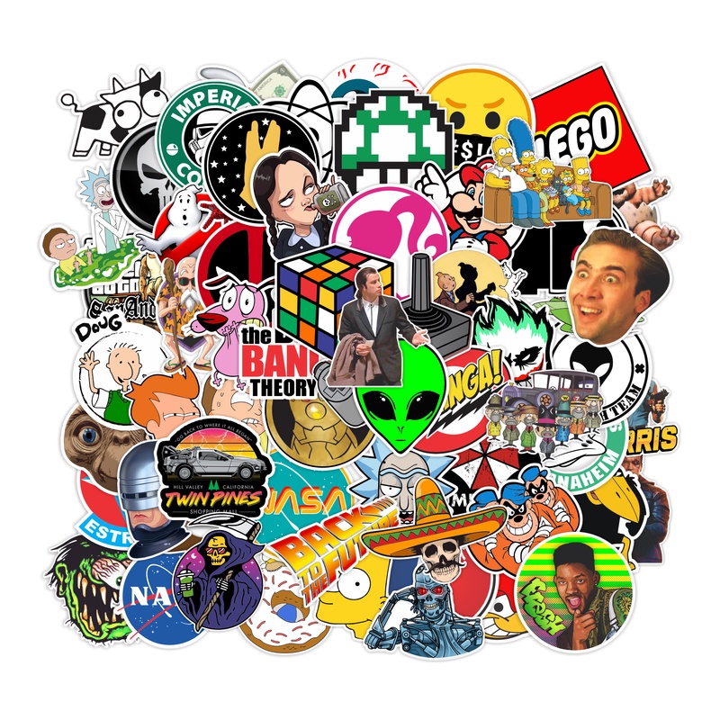 Adesivos stickers Personagens nerd geek retro nostalgia | 64 adesivos | modelo 15